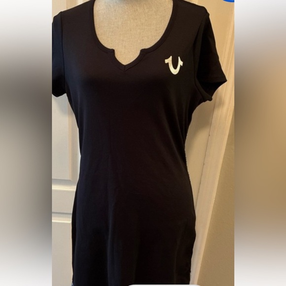 True Religion Black Contemporary Logo Taping Tee Plus Size (2XLg) Dress - Picture 11 of 12